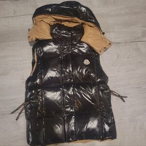 Moncler Black and Tan Puffer Vest